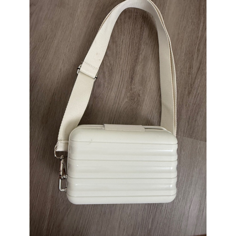 Hardshell Ribbed Mini Crossbody Bag Off White Luggage Style Tech Case
